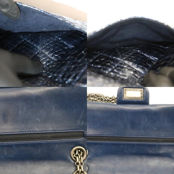 Chanel Blue/Silver Quilted Python Reissue 2.55 Classic Flap Bag 13874706 - Picture 14 of 15